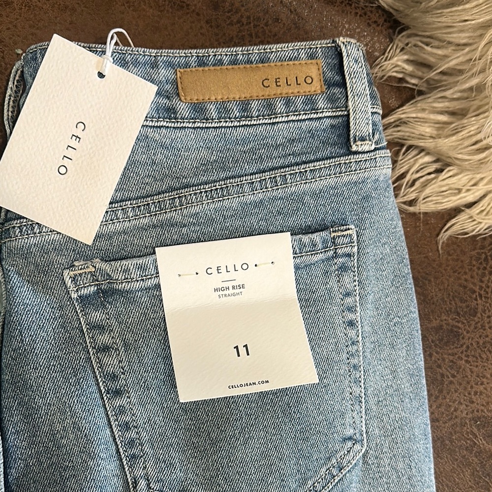 Cello Light Blue Distressed Straight Leg Jeans